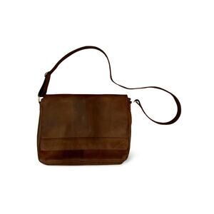Estalon Brown Leather Messenger Crossbody Bag Briefcase Laptop Case